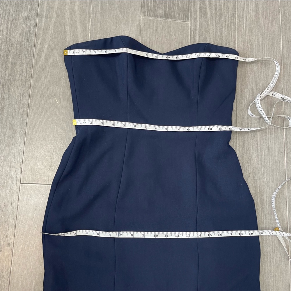 AFTER SIX STRAPLESS CREPE TRUMPET GOWN WITH FRONT SLIT IN MIDNIGHT NAVY 6775 10 - Picture 13 of 16
